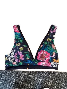 Tommy Hilfiger Floral Carnival Rosa  Navy Pink Blue Bikini Top Small